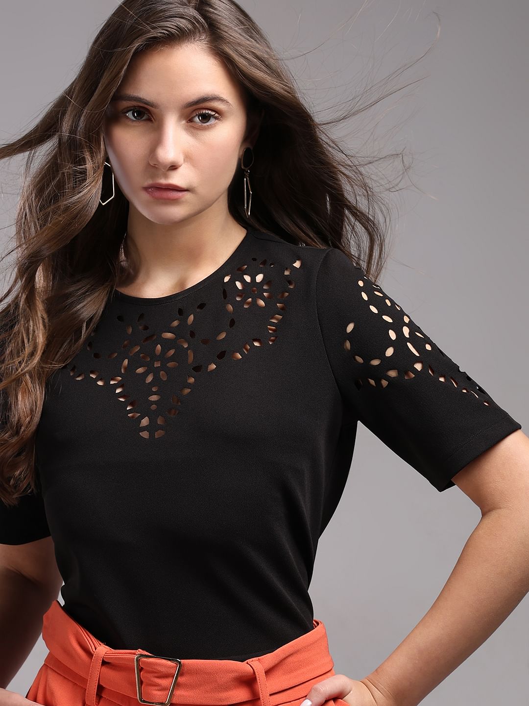 Black Cut-Out T-Shirt