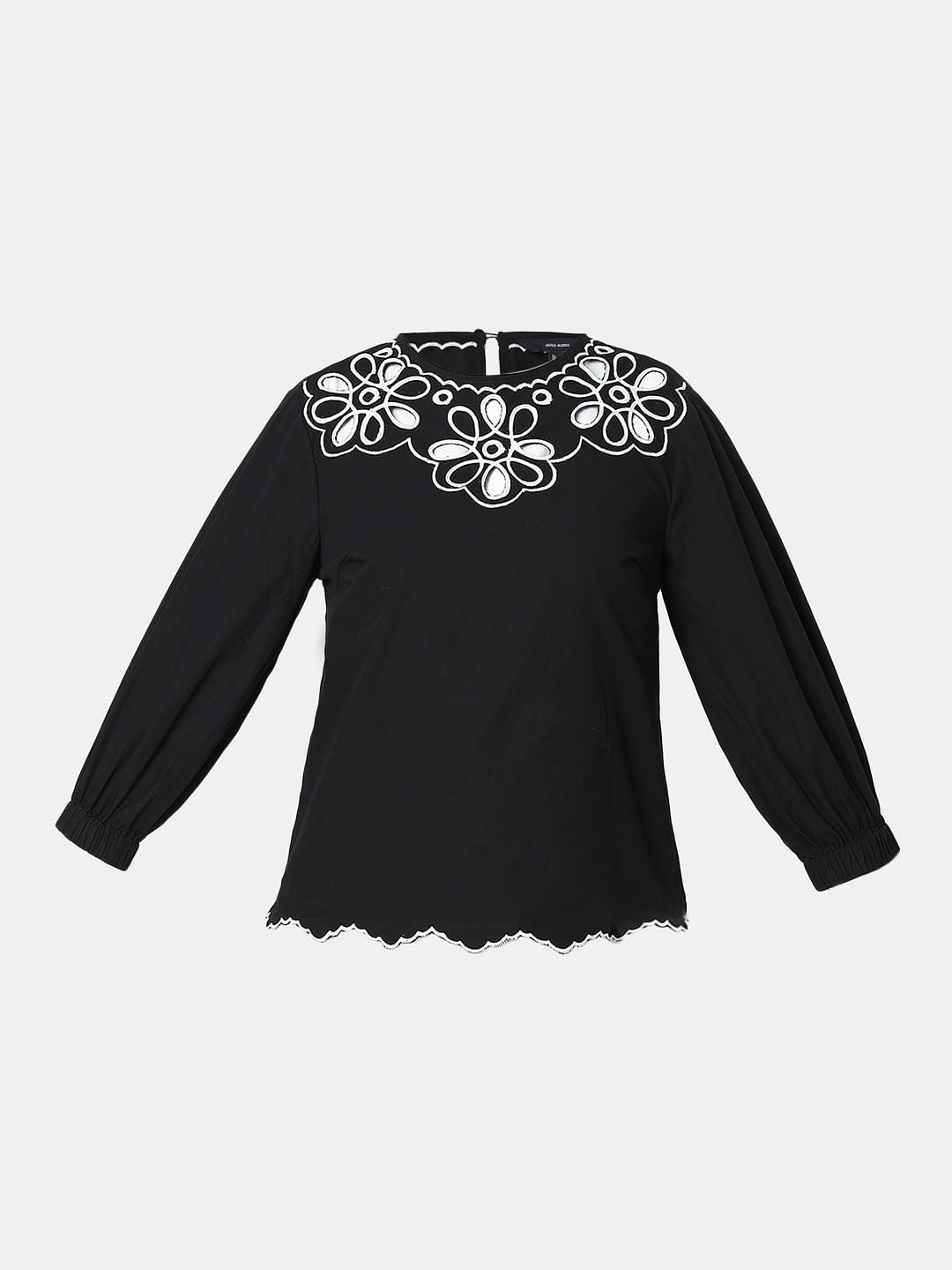 Black Floral Embroidered Top