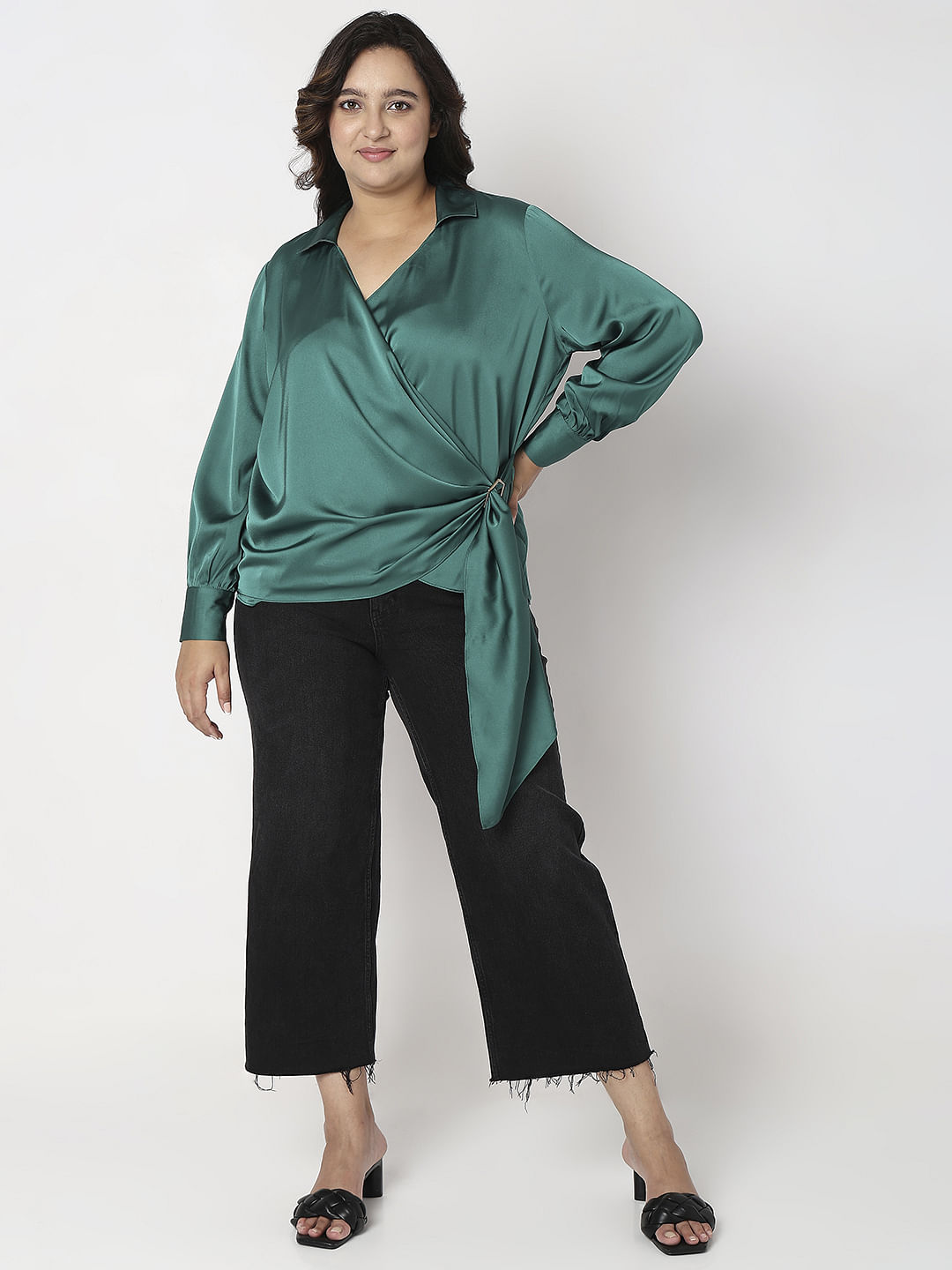 Curve Green Overlap Shirt