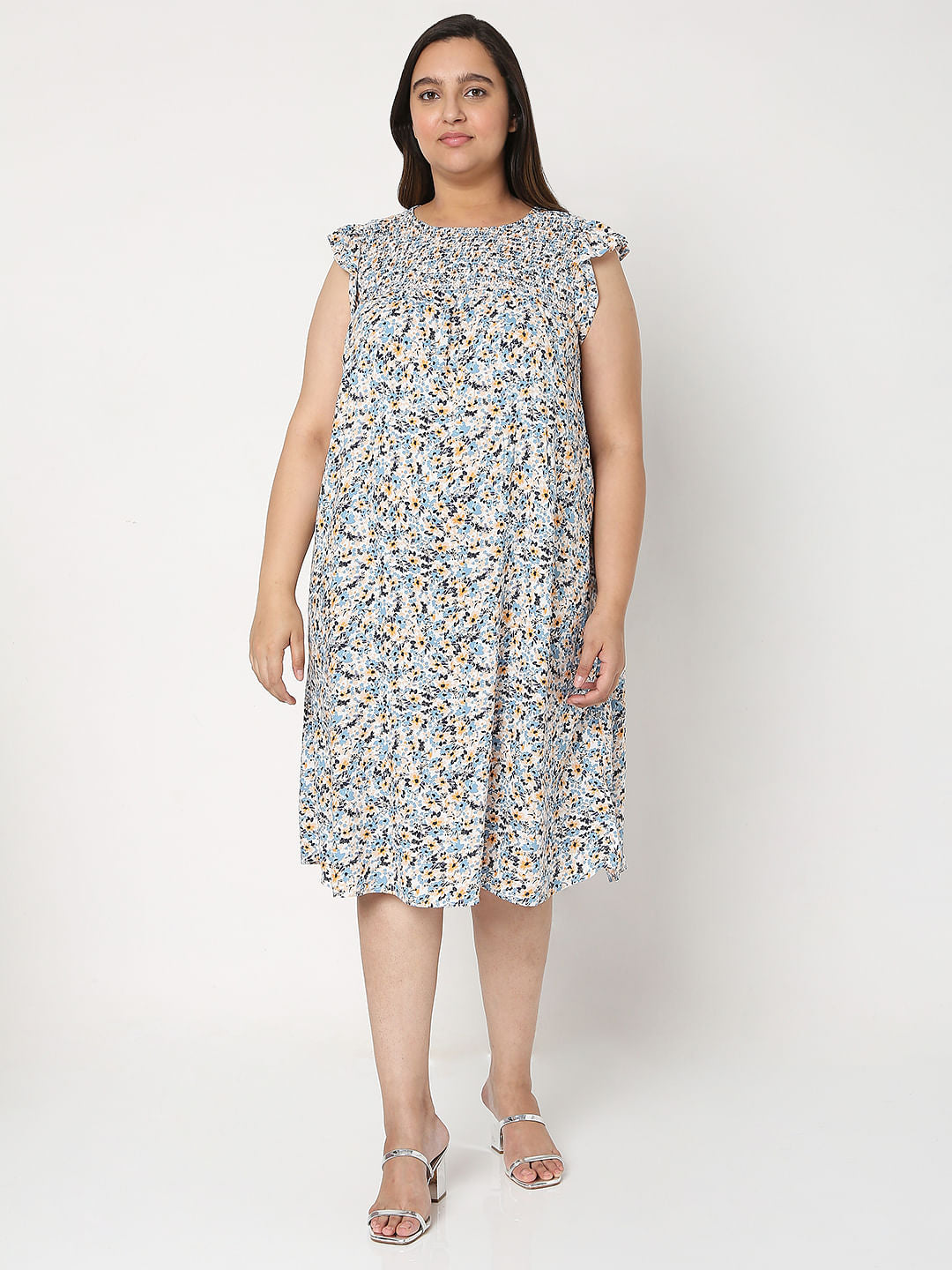 Curve Blue Floral Shift Dress
