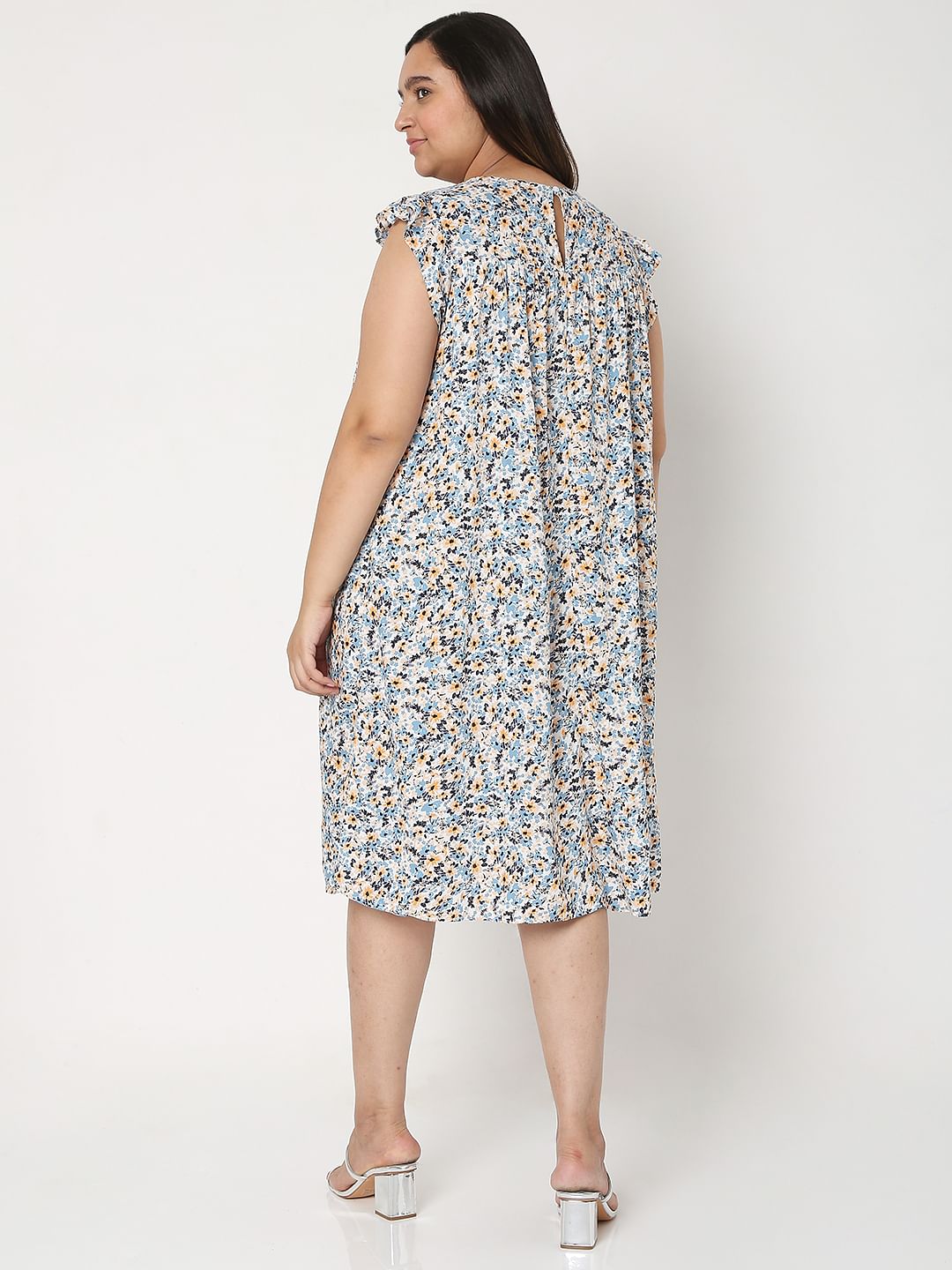 Curve Blue Floral Shift Dress