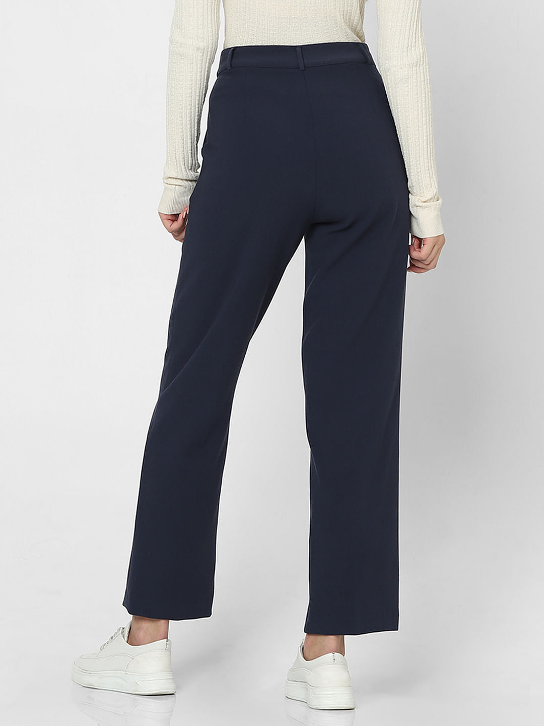 Navy Blue High Rise Straight Fit Pants