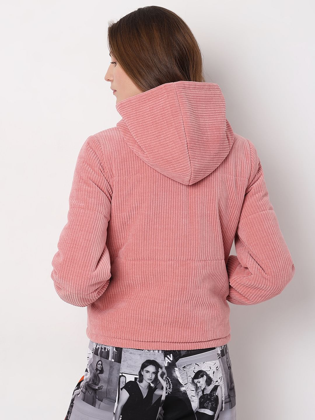 Pink Corduroy Hooded Jacket
