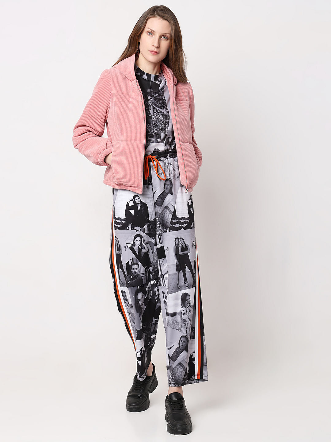 Pink Corduroy Hooded Jacket