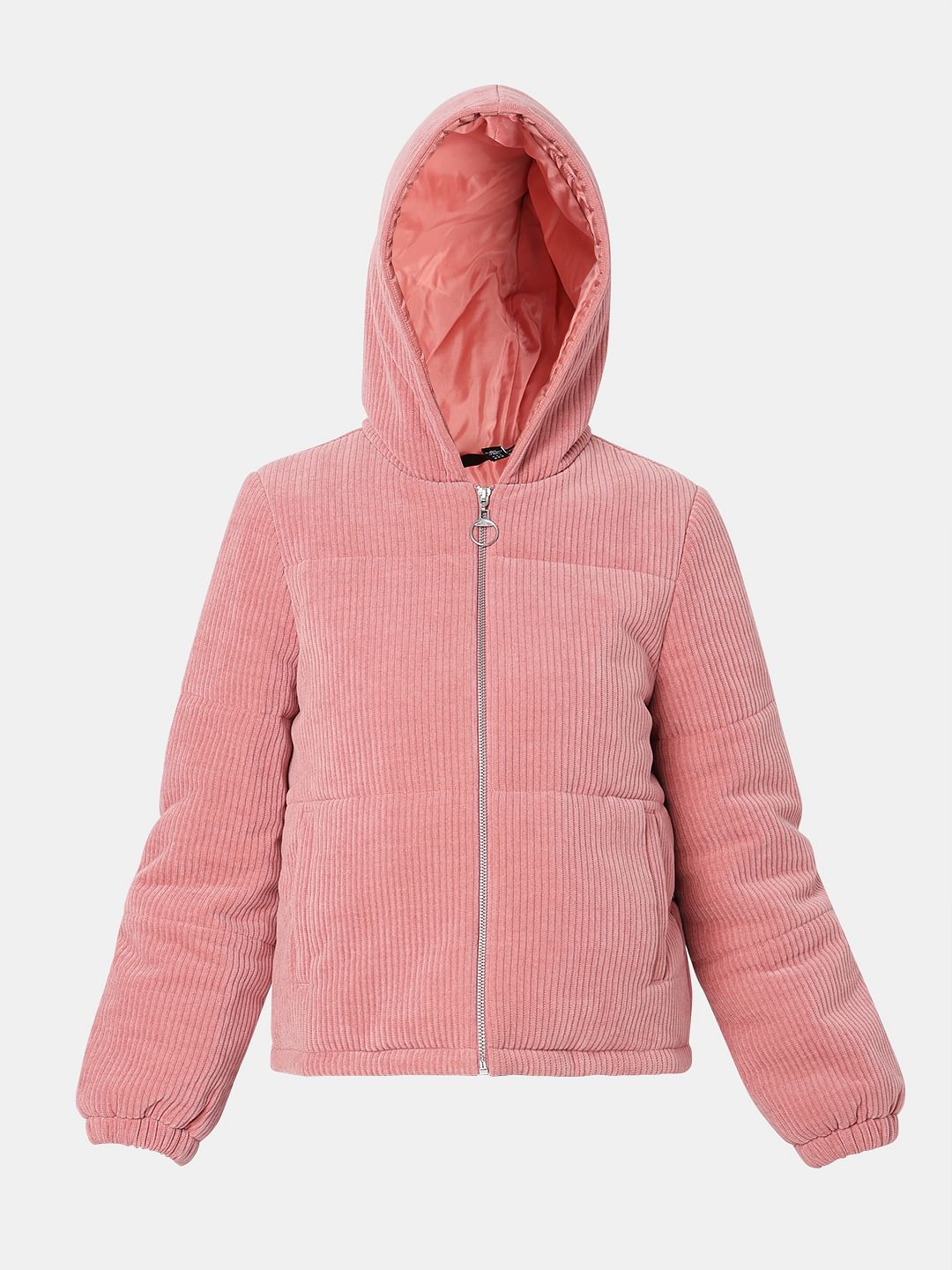 Pink Corduroy Hooded Jacket