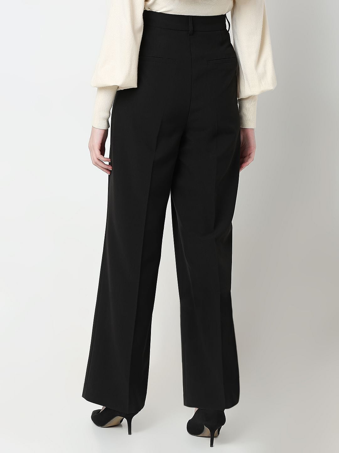 Black Mid Rise Wide Leg Dad Pants