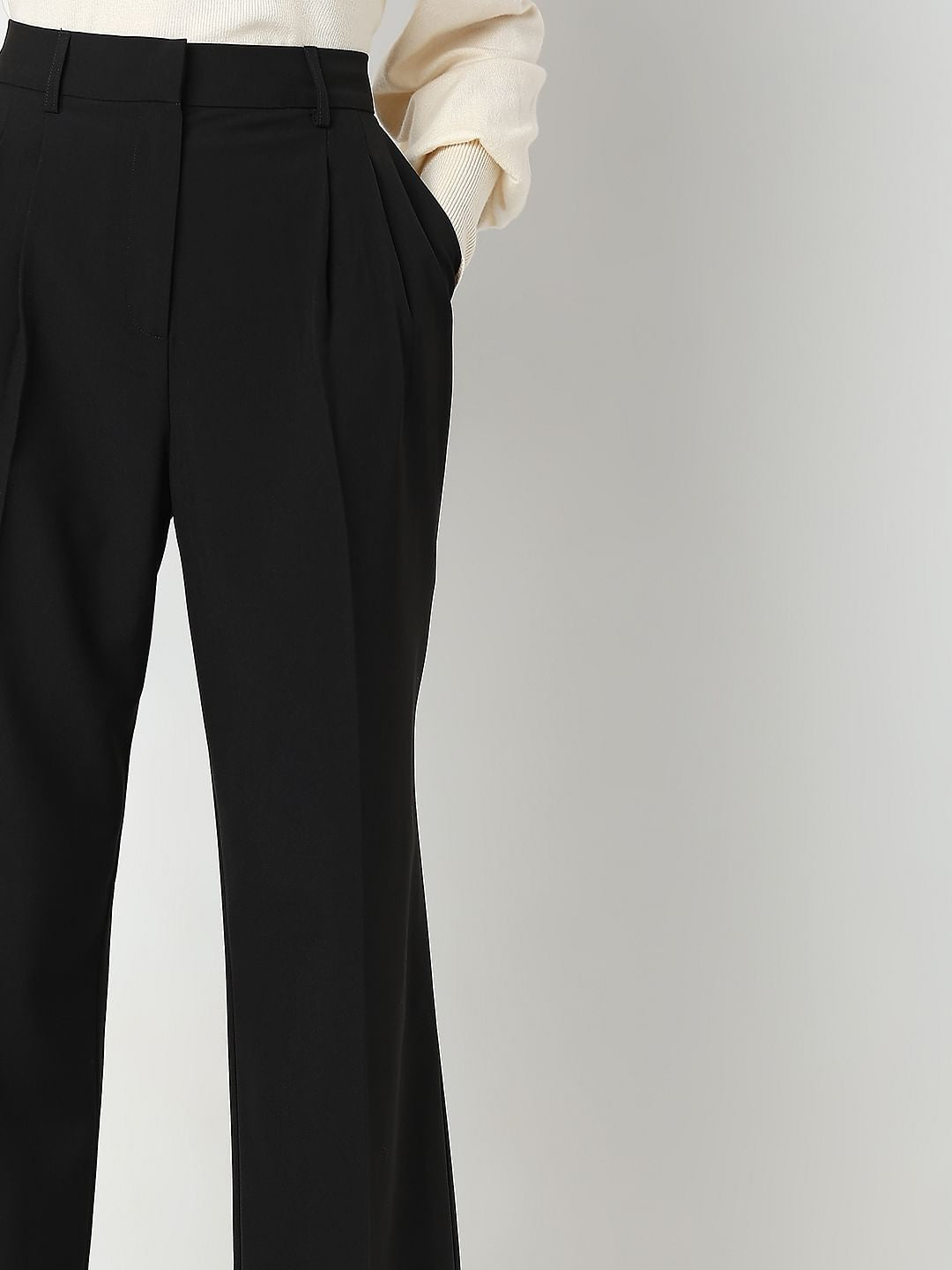 Black Mid Rise Wide Leg Dad Pants