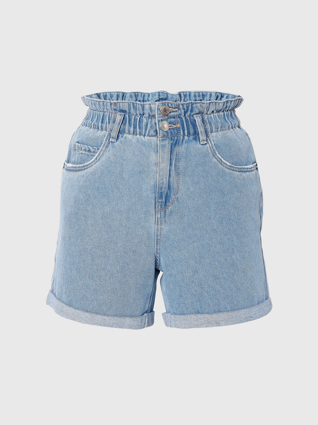 Blue High Rise Denim Shorts
