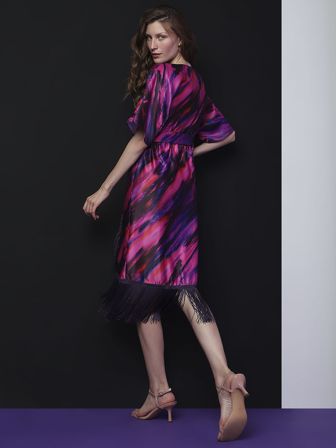 Marquee Red Wrap Tassel Midi Dress