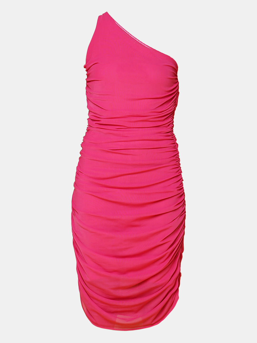 Marquee Pink One-Shoulder Midi Dress