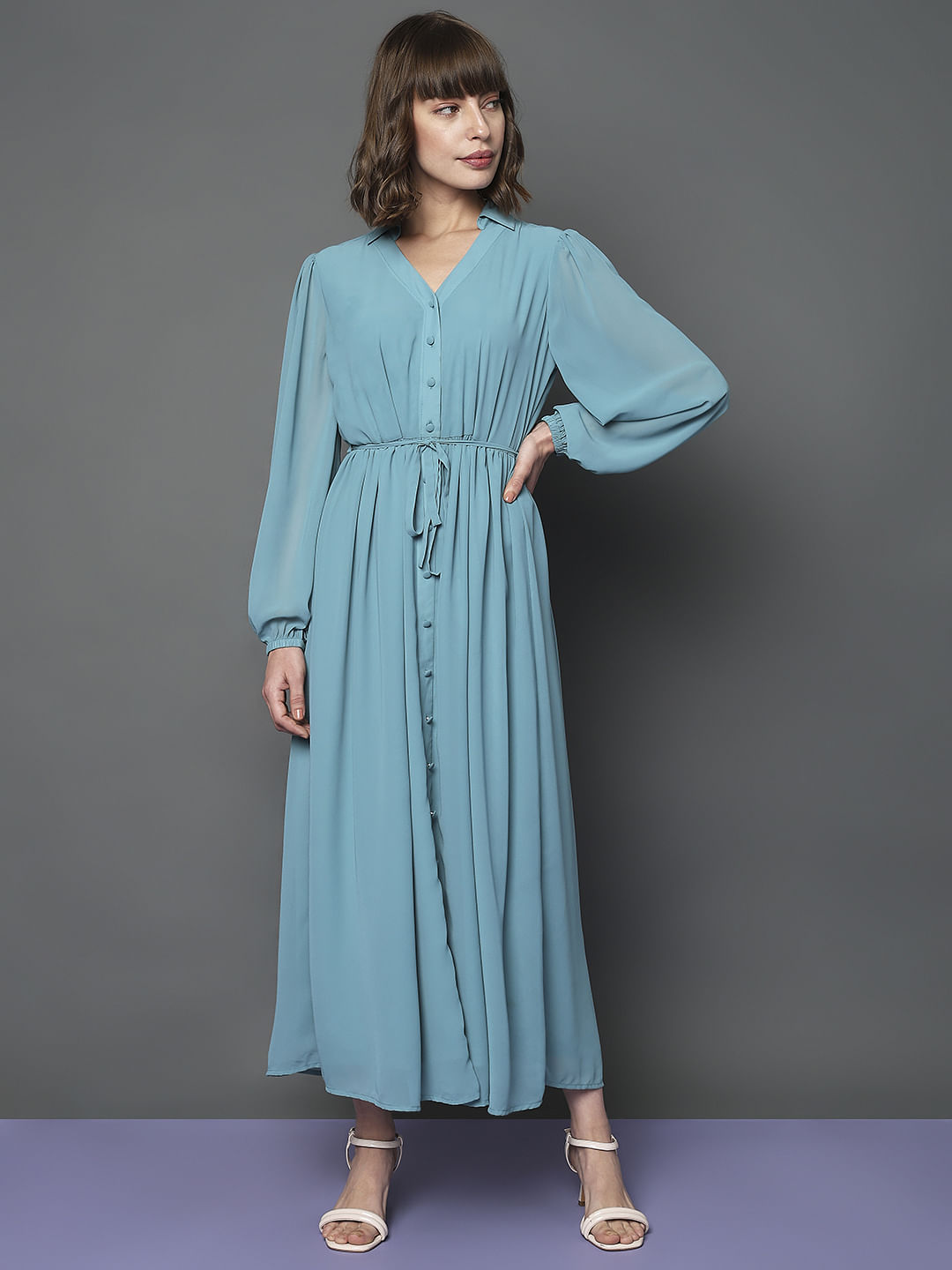 Teal Midi Shirt Dress