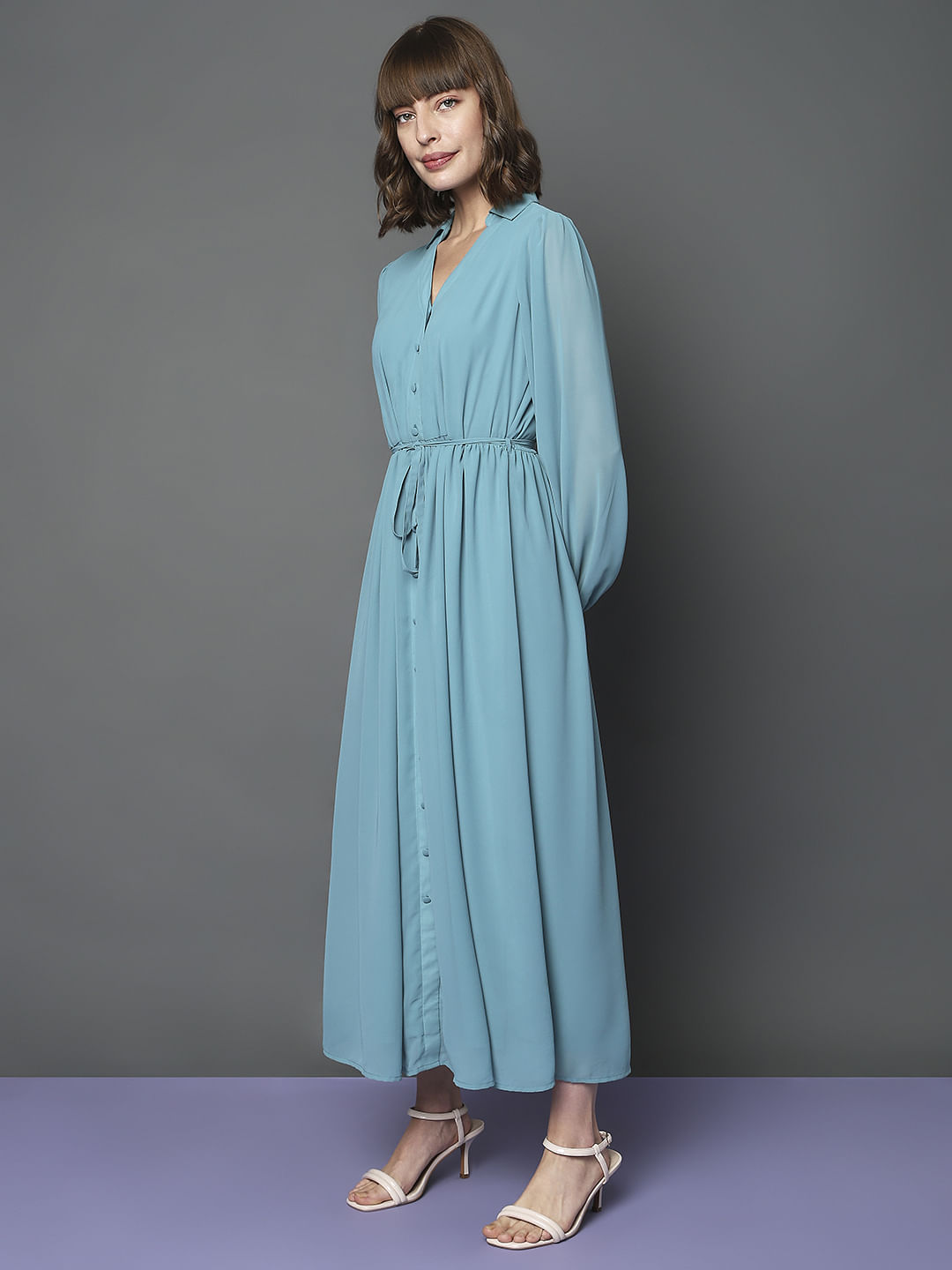 Teal Midi Shirt Dress