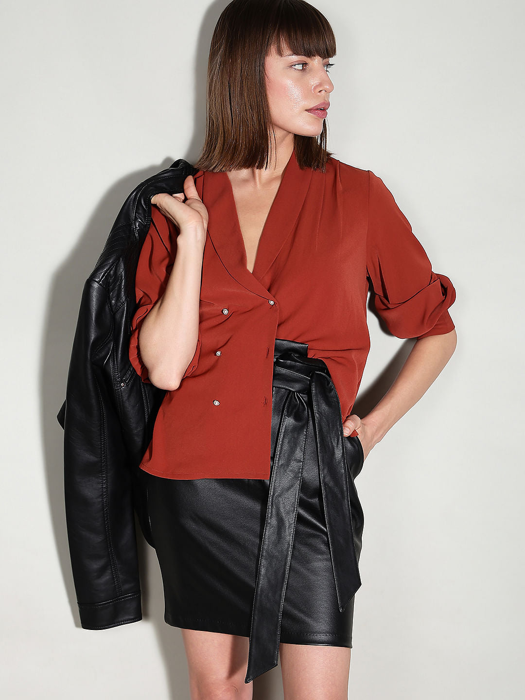 Brick Red Full Sleeves Top