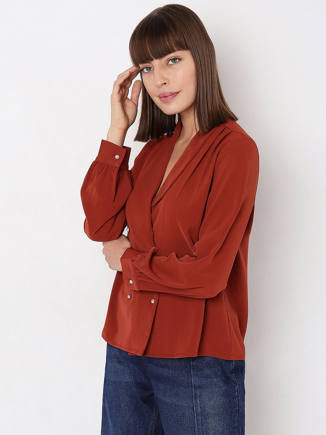 Brick Red Full Sleeves Top