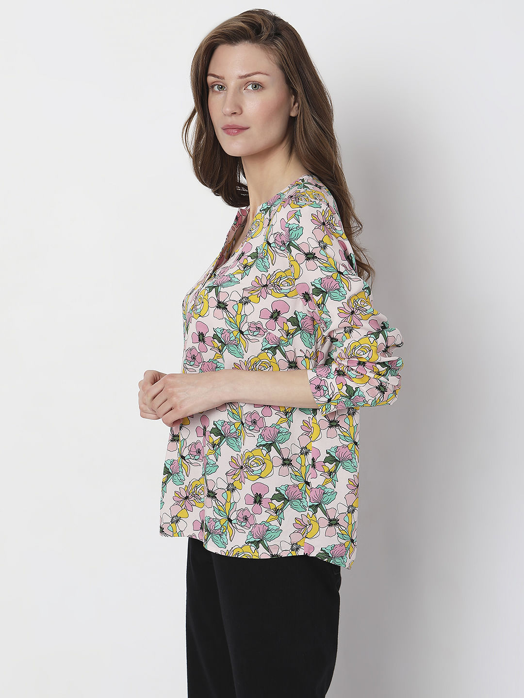 Pink Floral Print Top