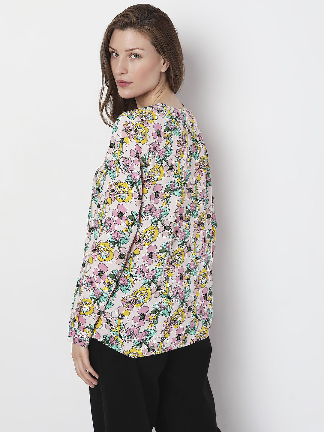 Pink Floral Print Top