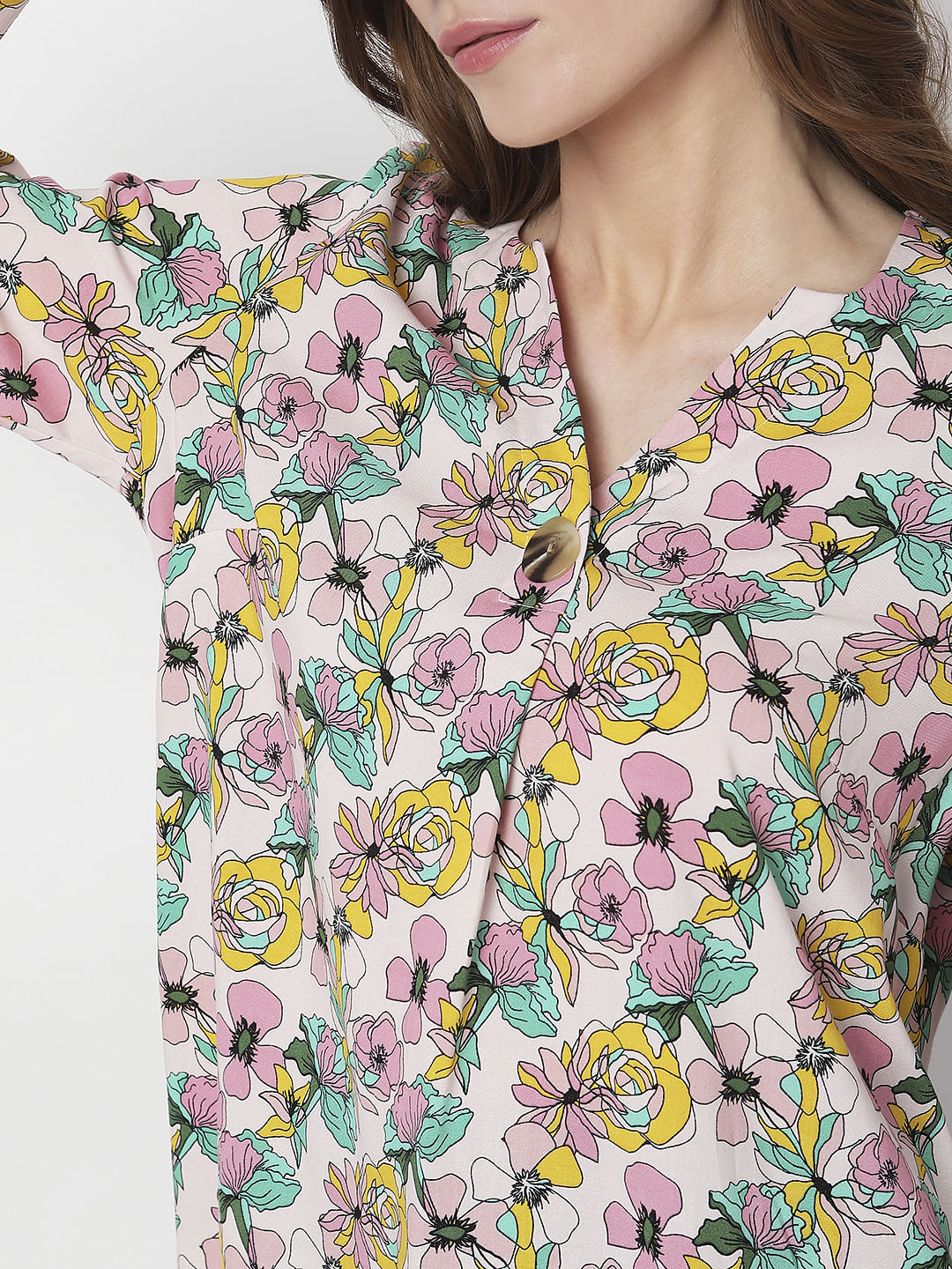 Pink Floral Print Top