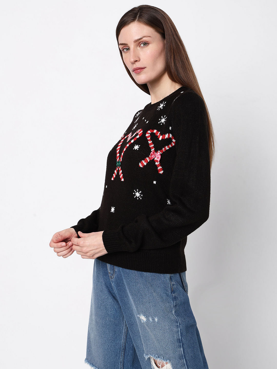 Black Candyheart Print Pullover