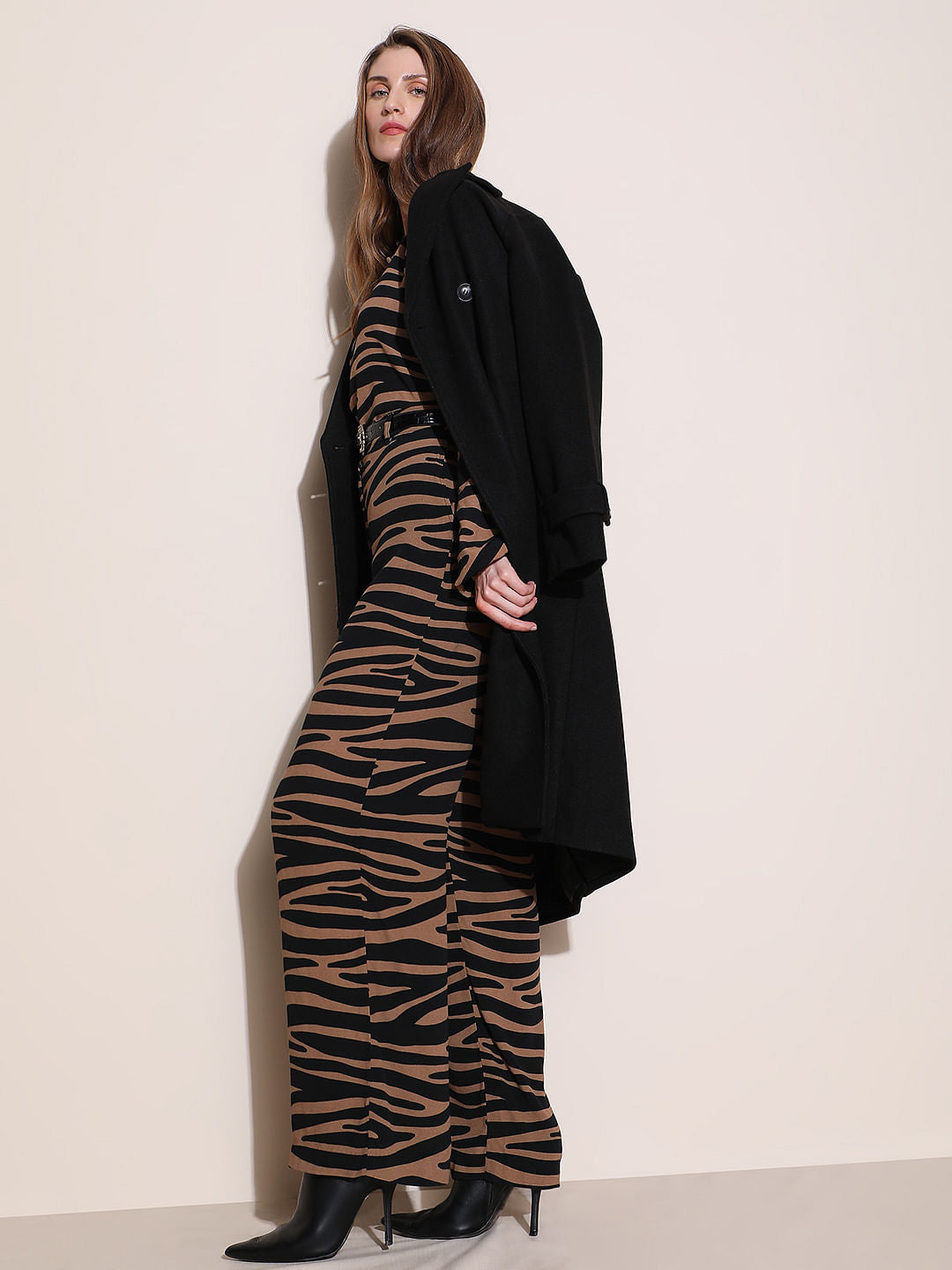 Brown High Rise Animal Print Pants