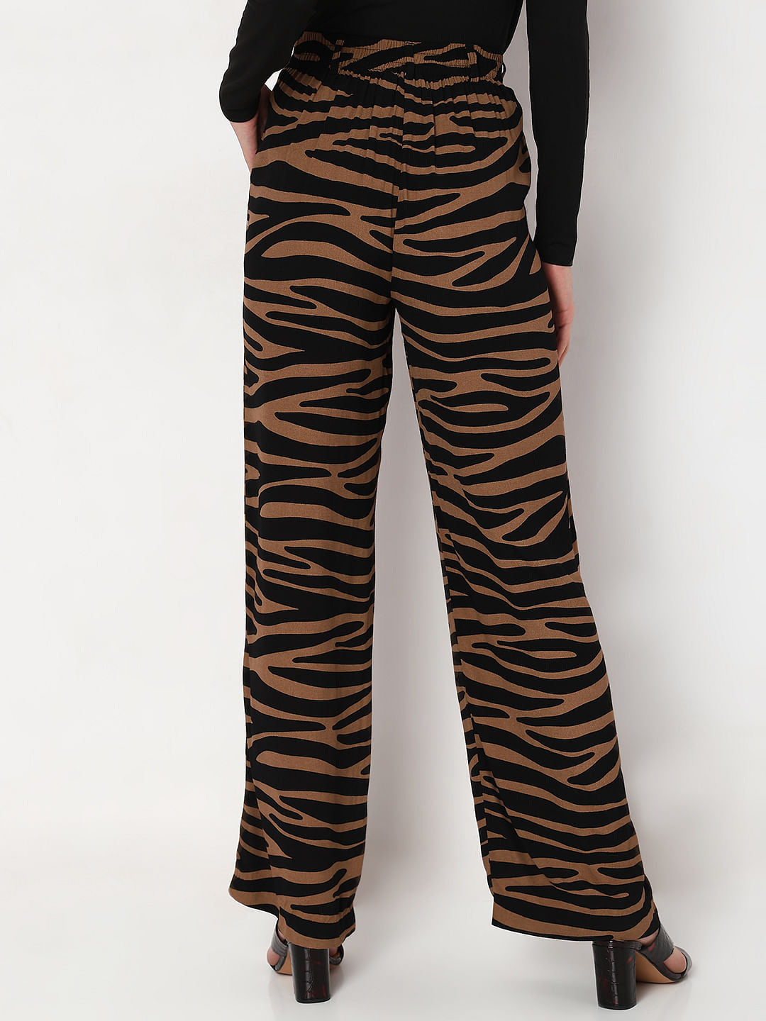 Brown High Rise Animal Print Pants