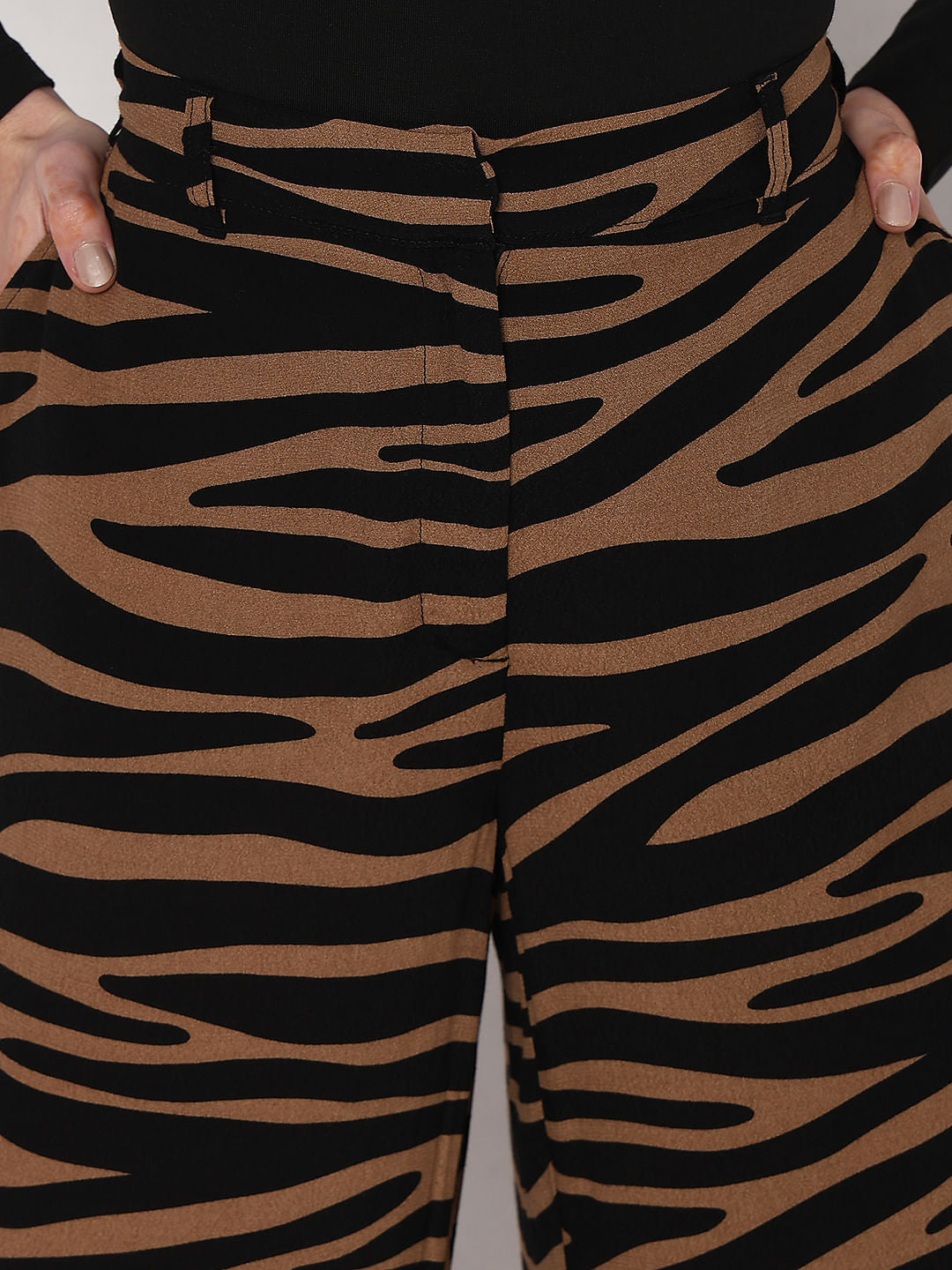 Brown High Rise Animal Print Pants
