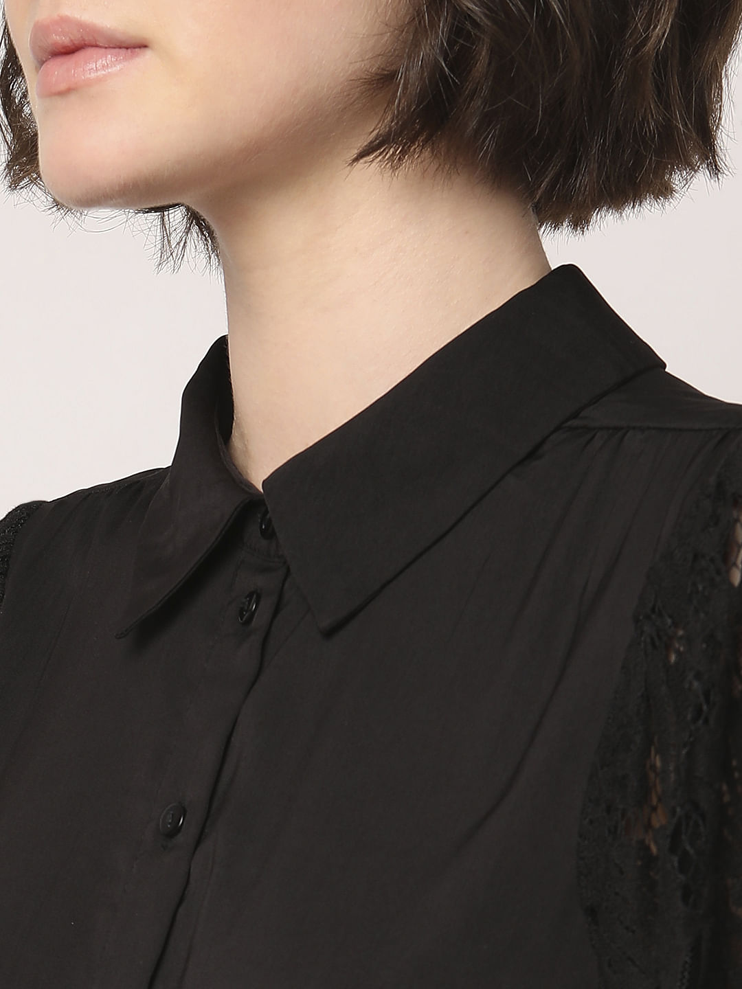 Black Lace Sleeves Shirt
