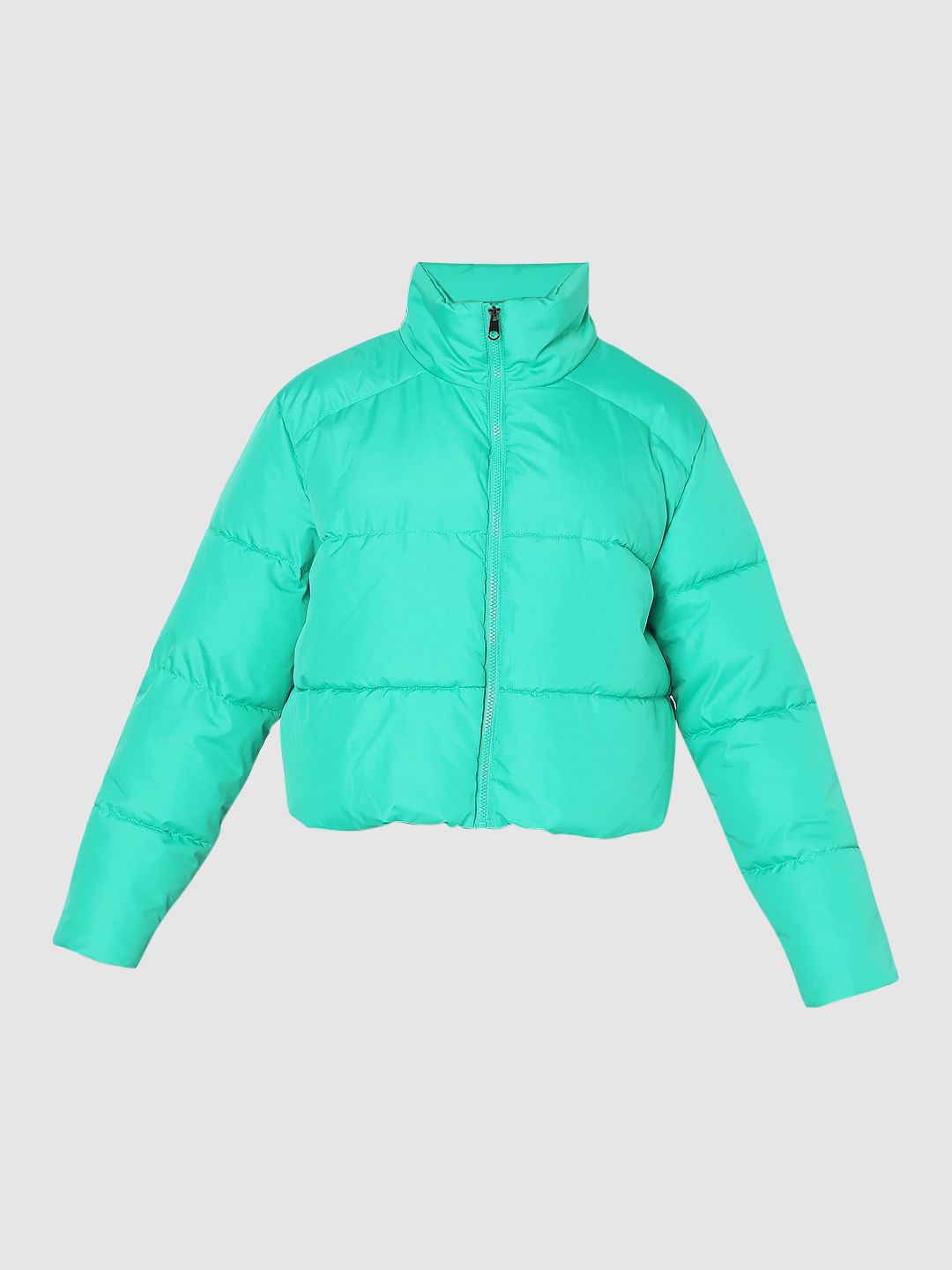Green High Neck Puffer Jacket