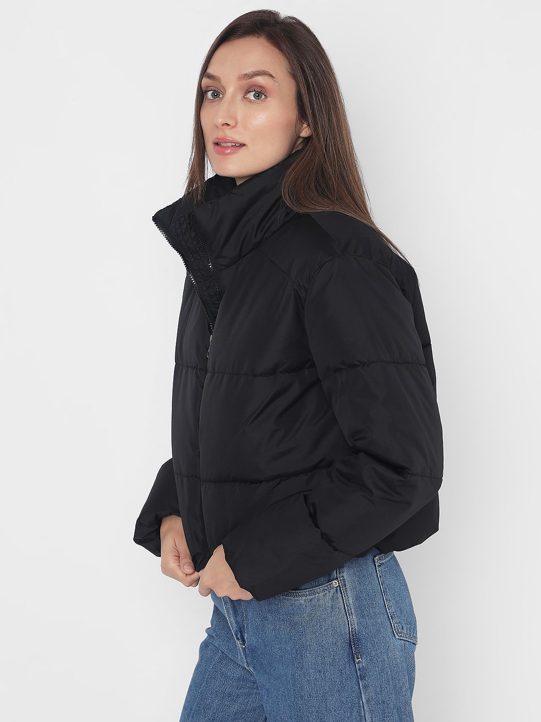 Black High Neck Puffer Jacket