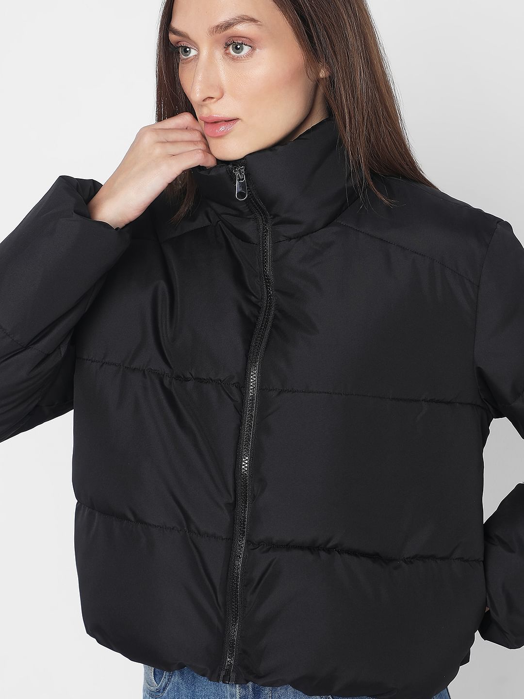 Black High Neck Puffer Jacket