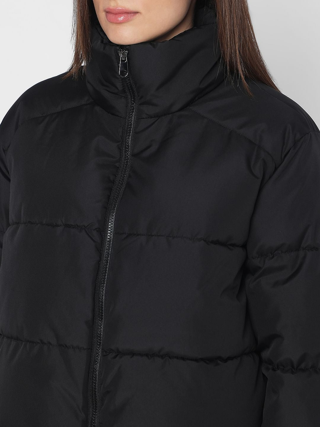 Black High Neck Puffer Jacket