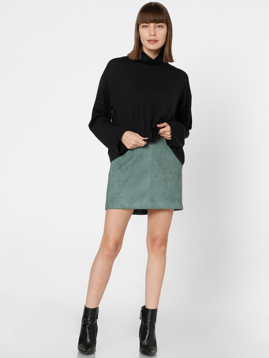 Black Roll Neck Top