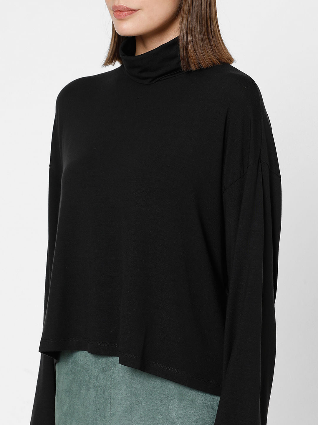 Black Roll Neck Top