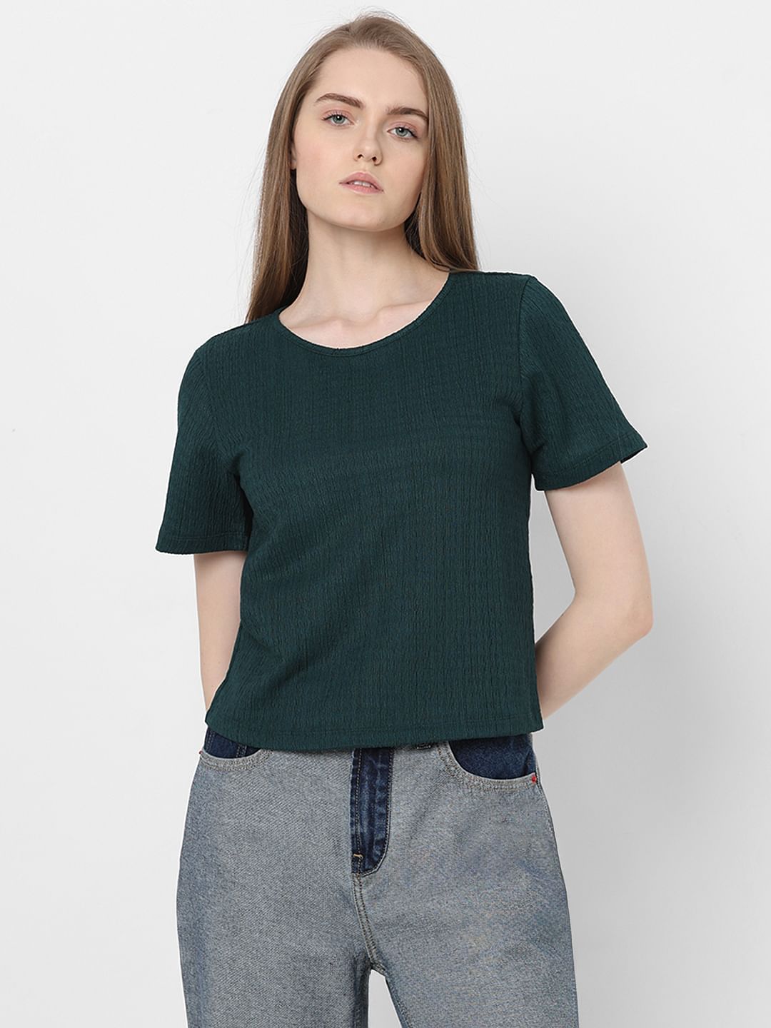 Dark Green Textured Top