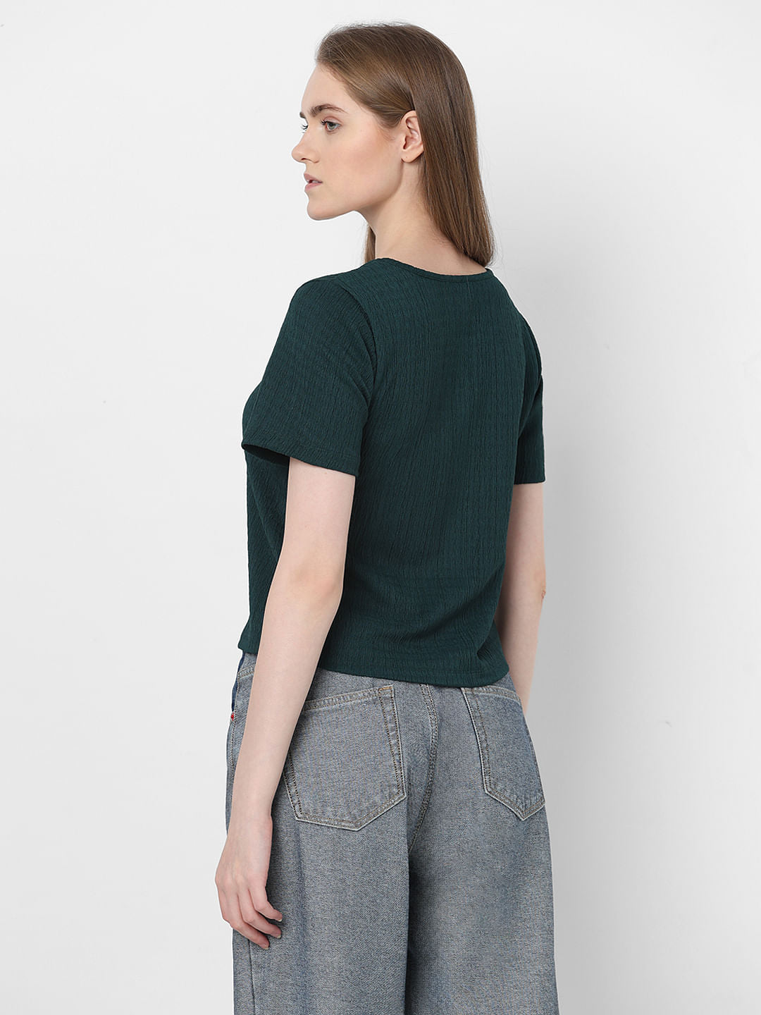 Dark Green Textured Top
