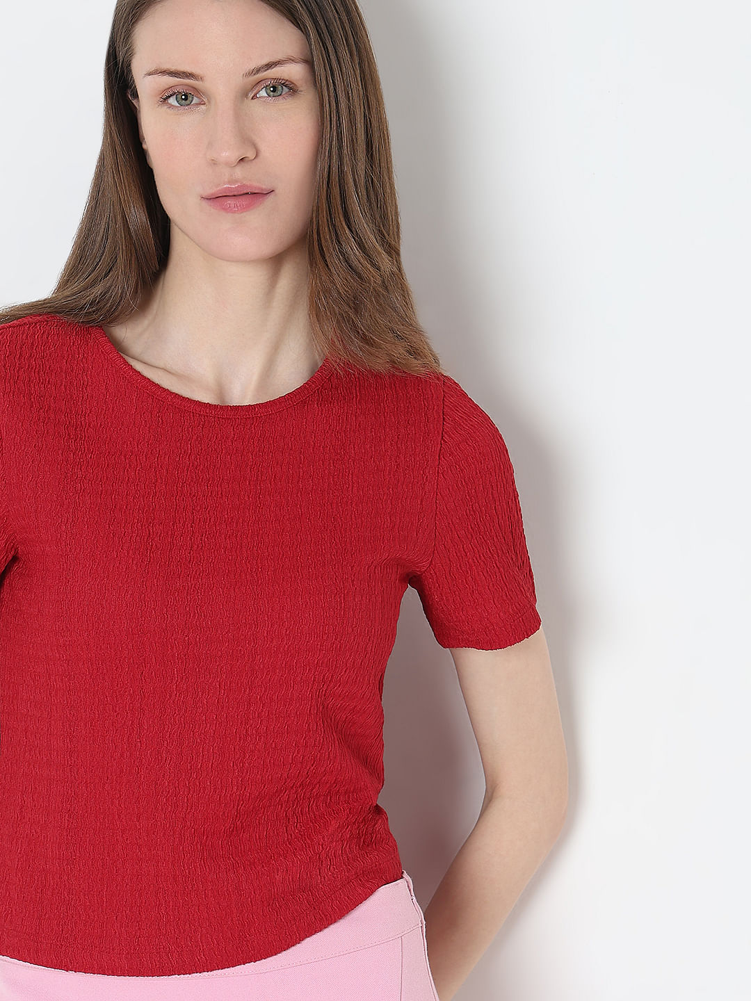 Red Textured Top