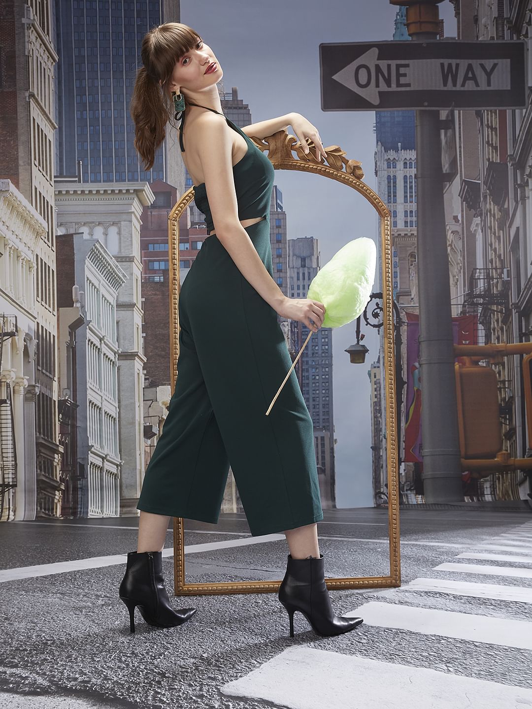 Marquee Green Halter Neck Jumpsuit