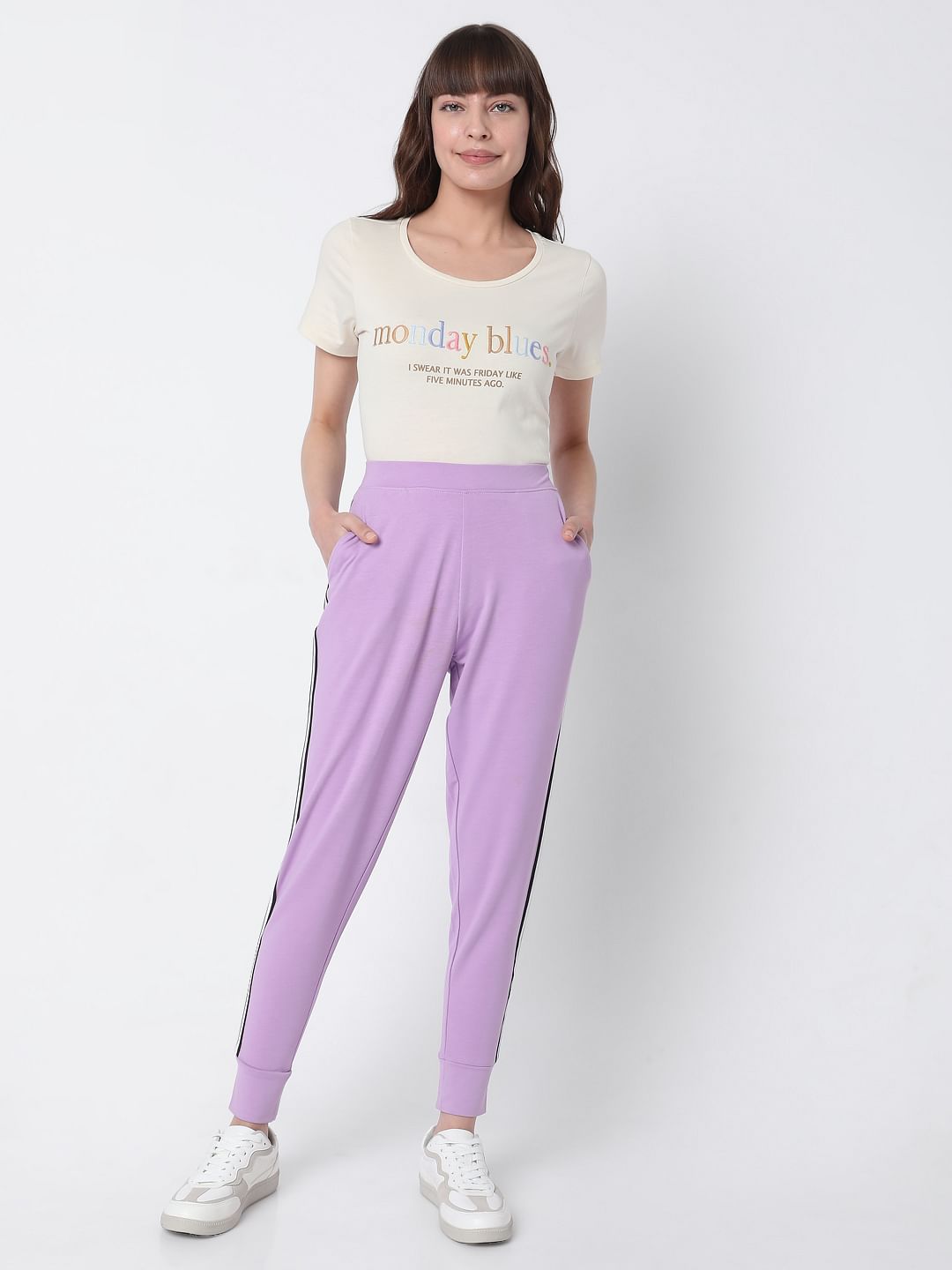 Purple High Rise Co-Ord Set Sweatpants