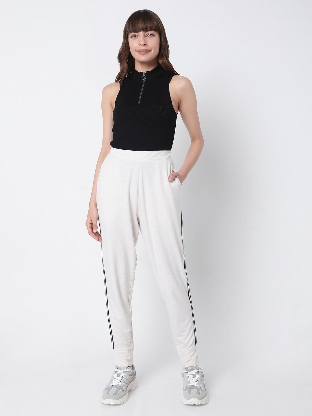 White High Rise Co-Ord Set Sweatpants