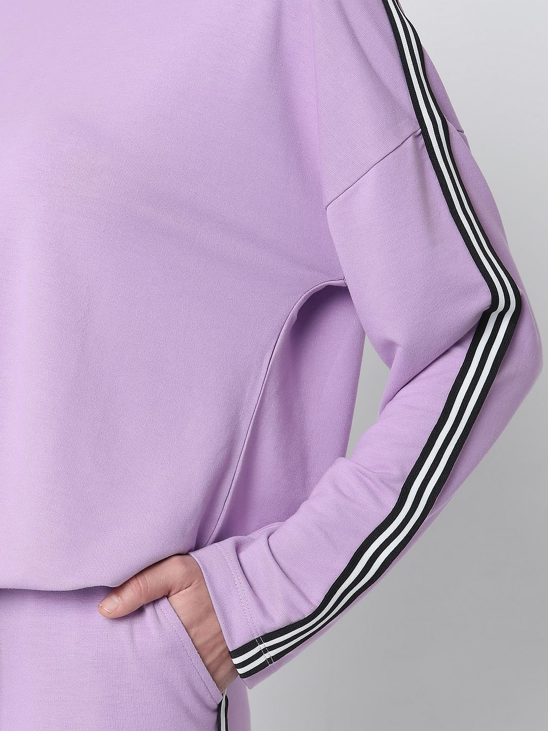 Purple Tape Detail Co-Ord Set Sweatshirt
