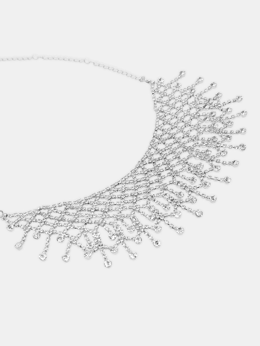 Silver Rhinestone Choker Necklace