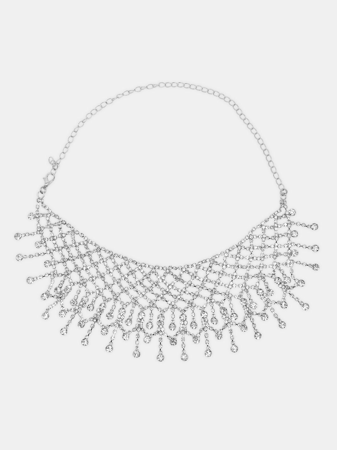 Silver Rhinestone Choker Necklace