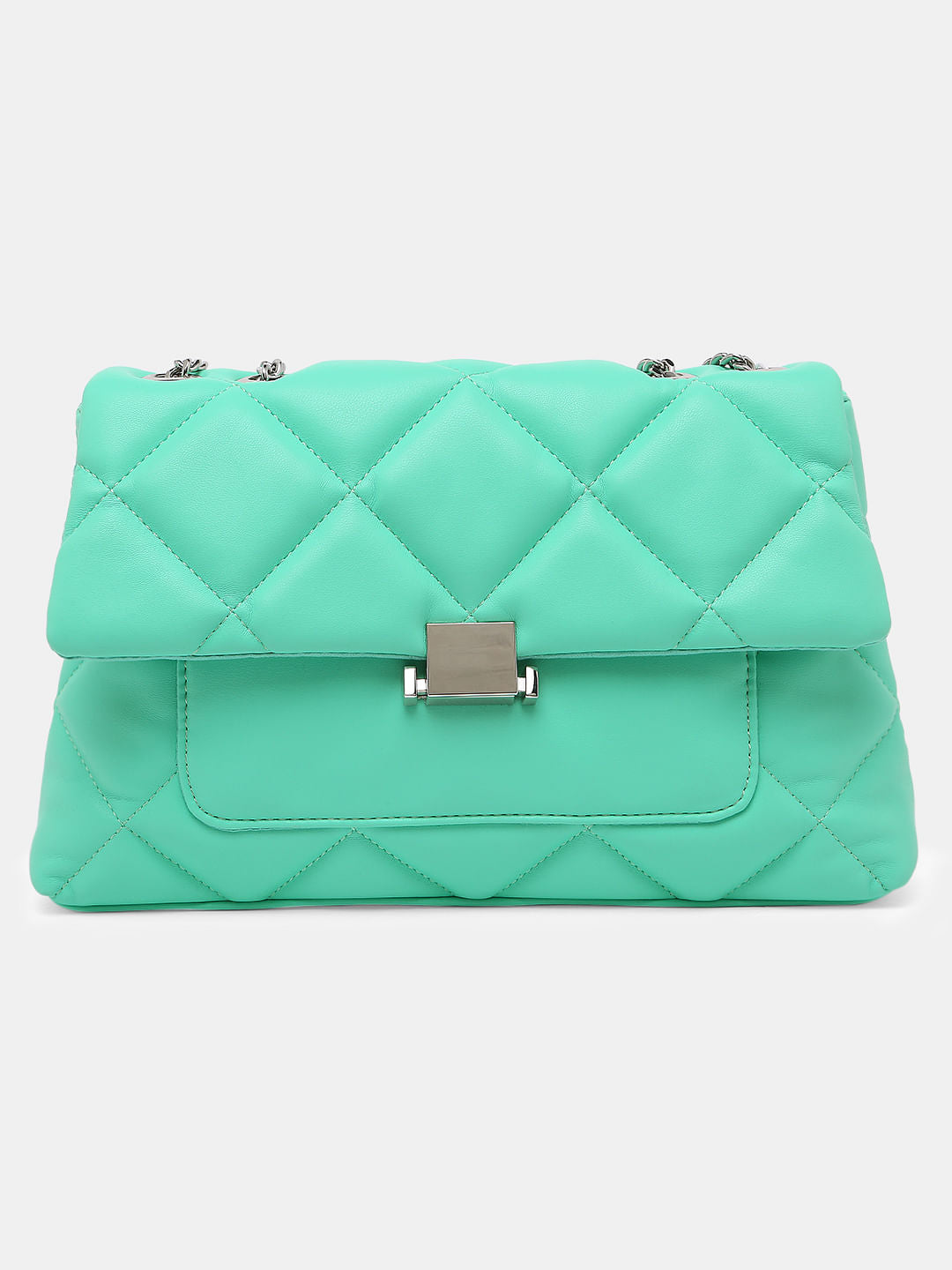 Electric Green Quilted Sling Bag