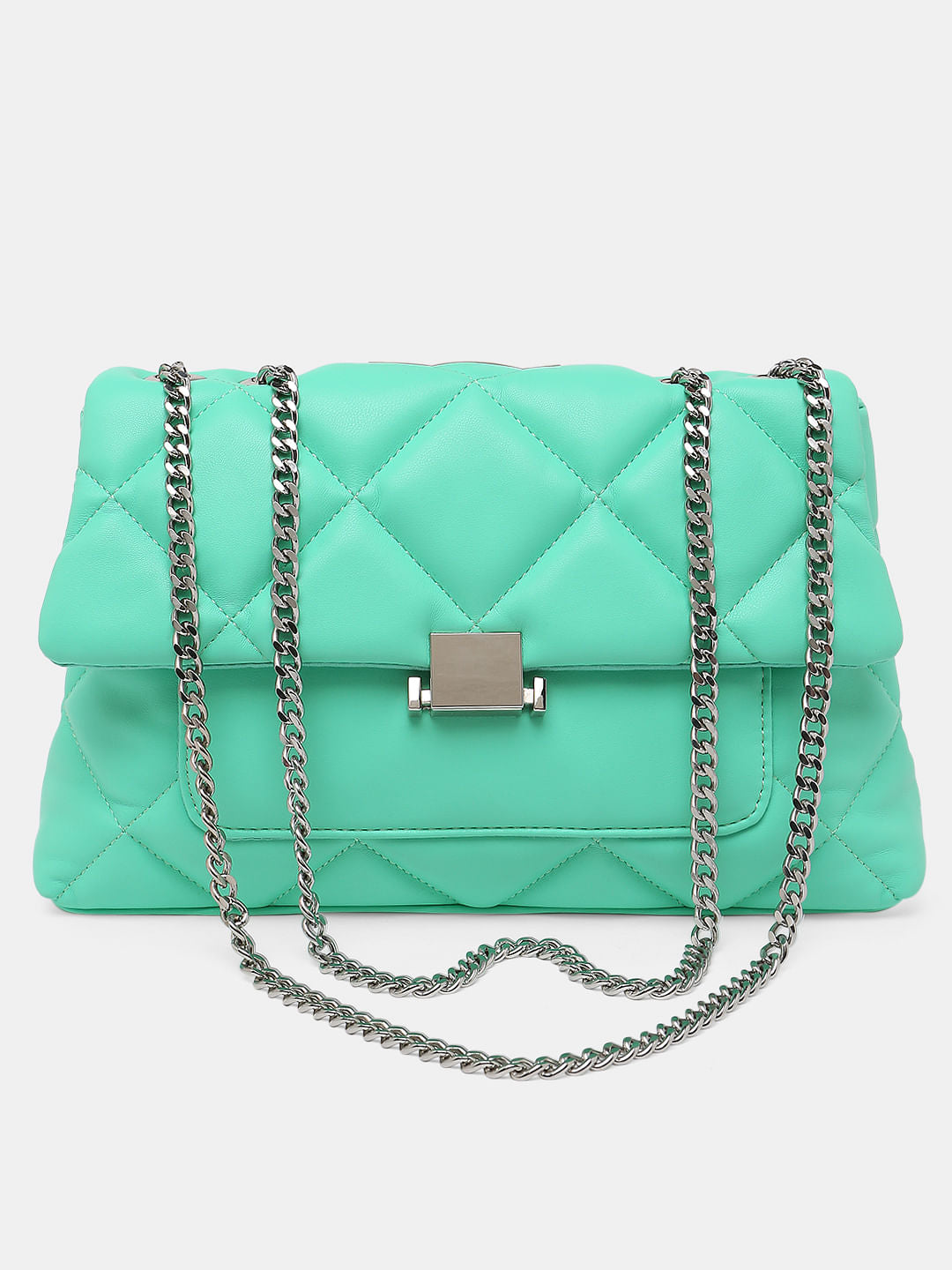 Electric Green Quilted Sling Bag
