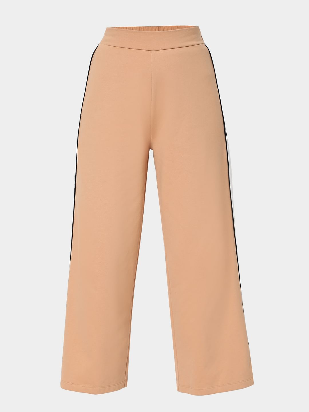Beige High Rise Wide Leg Pants