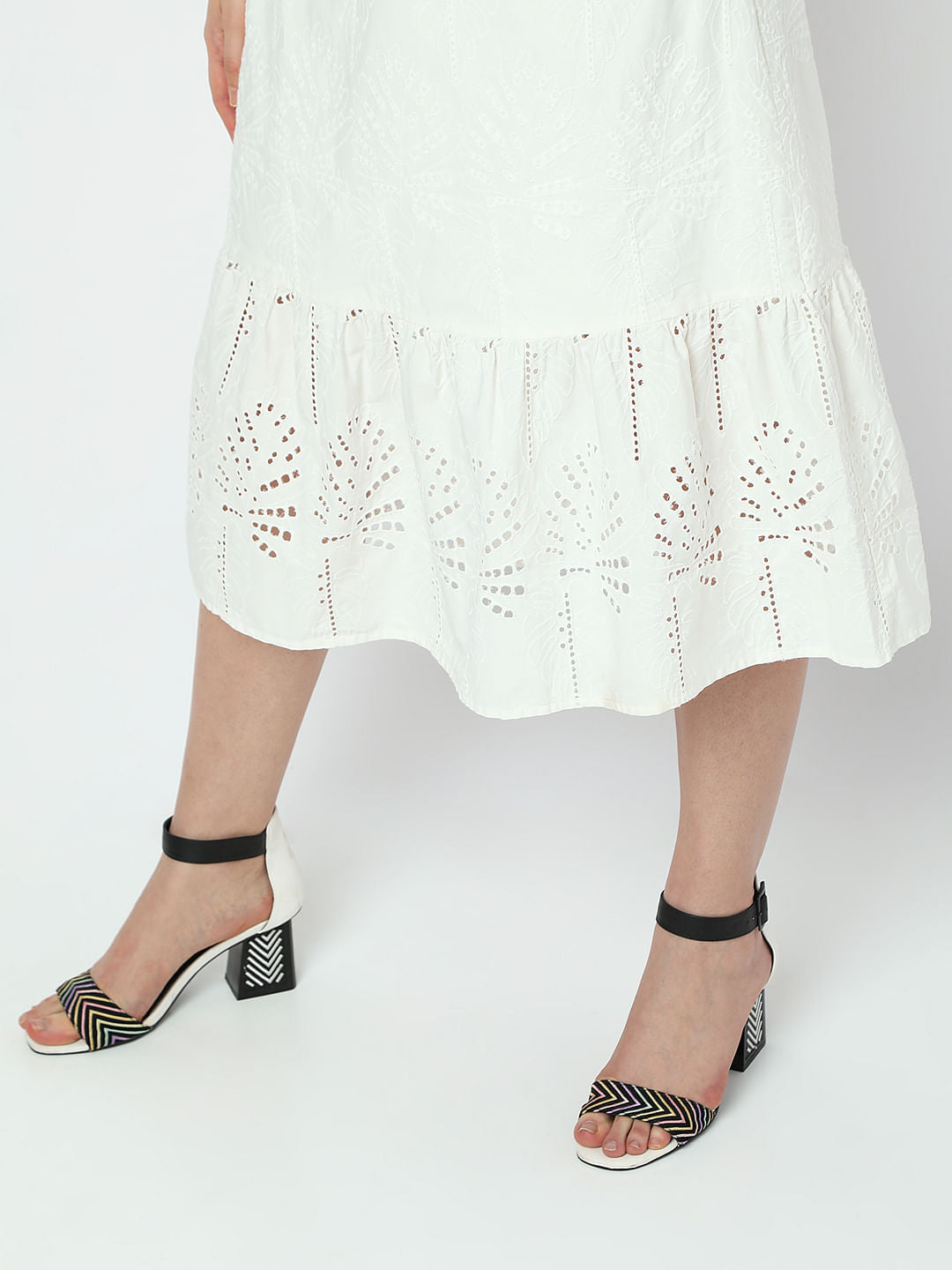 White Embroidered Midi Dress