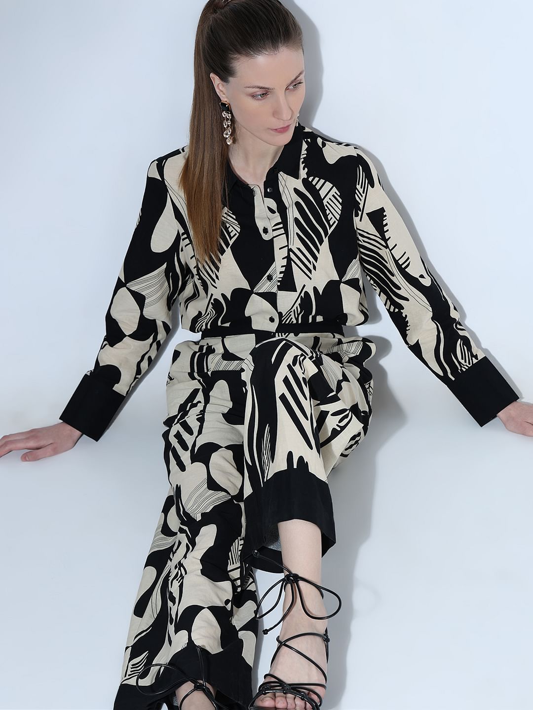 Black Printed Co-Ord Set Pants