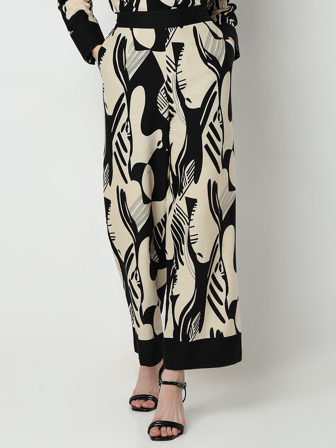 Black Printed Co-Ord Set Pants