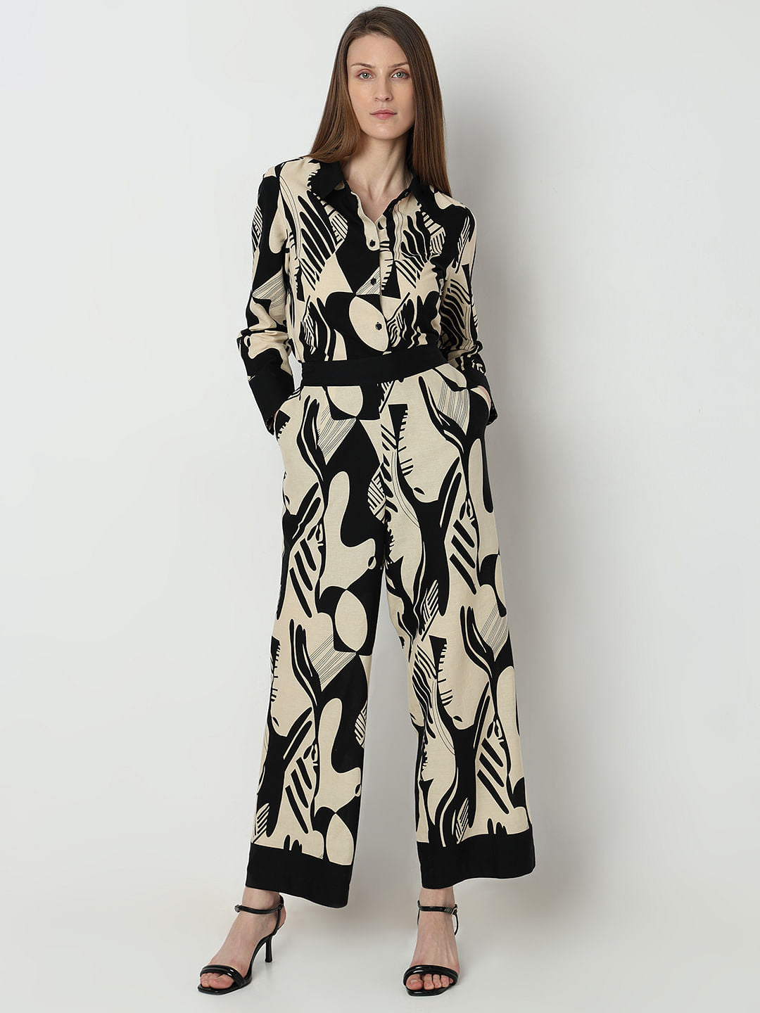 Black Printed Co-Ord Set Pants