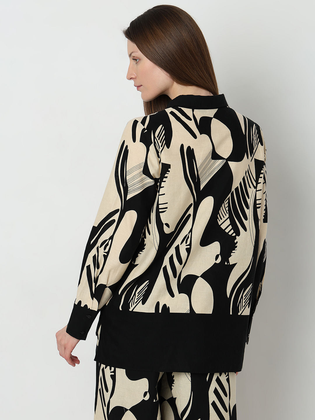 Black Printed Co-Ord Set Shirt