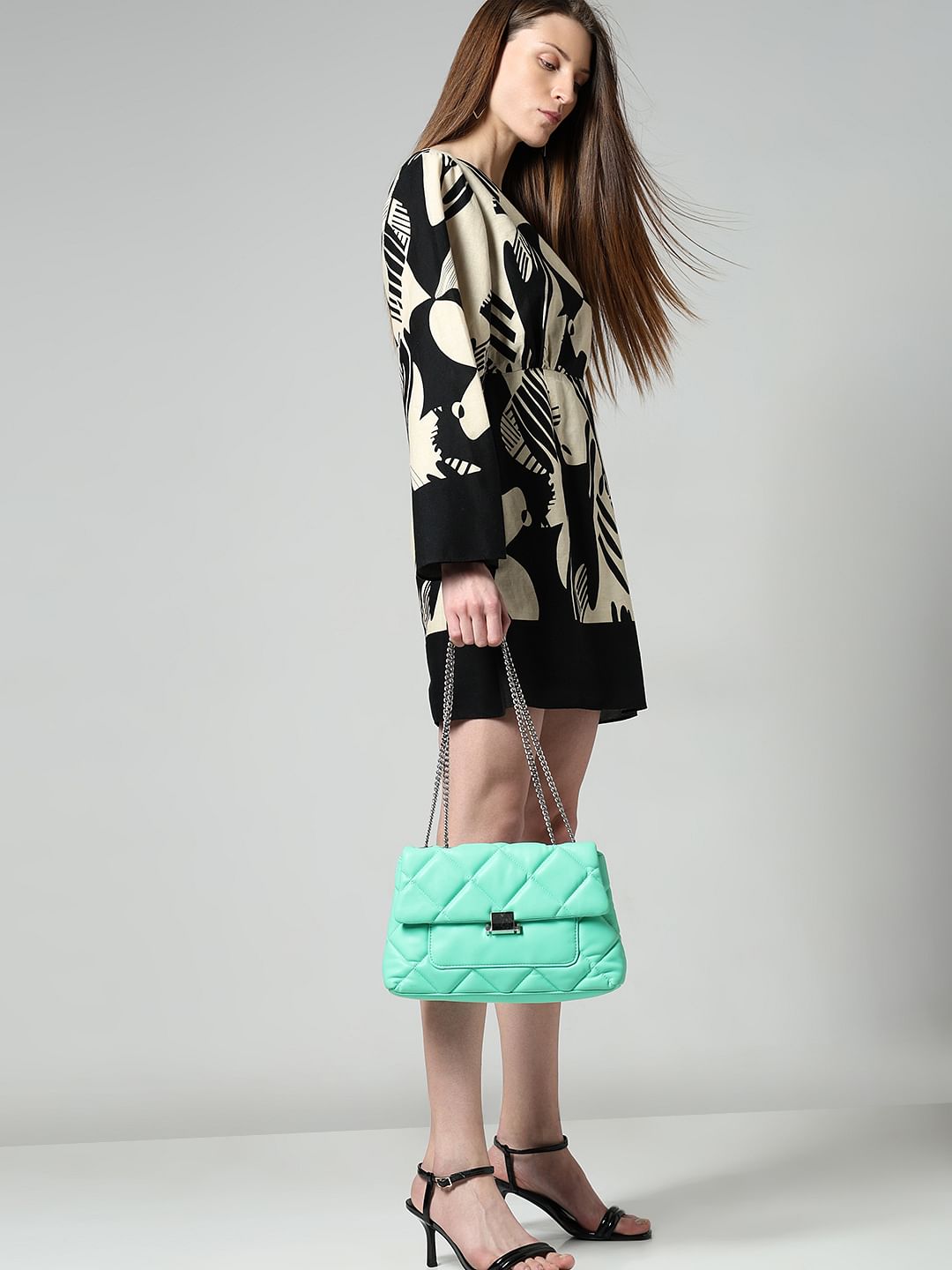 Black Printed Fit & Flare Dress